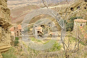 Landscape in Georgia: desert, steppe, hills and rocks on border with Azerbaijan