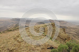 Landscape in Georgia: desert, steppe, hills and rocks on border with Azerbaijan