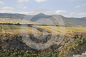 Landscape in Georgia: desert, steppe, hills and rocks on border with Azerbaijan