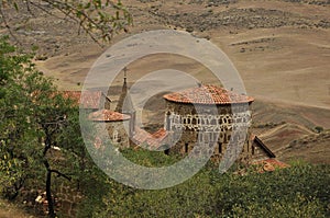 Landscape in Georgia: desert, steppe, hills and rocks on border with Azerbaijan