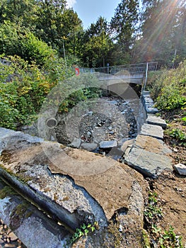 Landscape Germany Rocks Bridge Woods Sunshine River