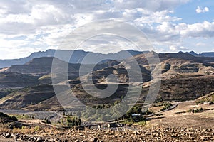 Landscape between Gheralta and Lalibela in Tigray, Ethiopia, Africa