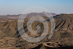 Landscape between Gheralta and Lalibela in Tigray, Ethiopia, Africa