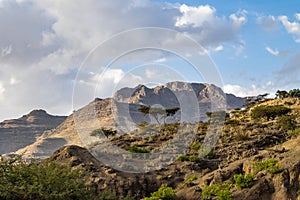 Landscape between Gheralta and Lalibela in Tigray, Ethiopia, Africa