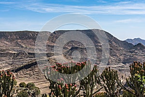 Landscape in Gheralta near Abraha Asbaha in Northern Ethiopia, Africa