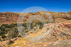 Landscape in Gheralta near Abraha Asbaha in Northern Ethiopia, Africa