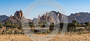 Landscape in Gheralta near Abraha Asbaha in Northern Ethiopia, Africa