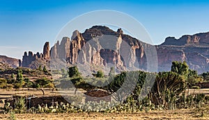 Landscape in Gheralta near Abraha Asbaha in Northern Ethiopia, Africa