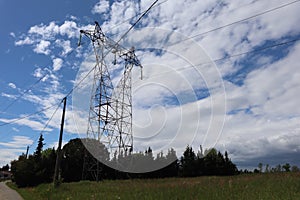 Landscape with giant electric pylon