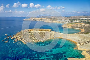 Landscape with  Golden bay beach, Malta