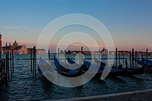 Landscape with gondolas. Venice