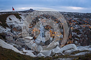 Landscape of Goreme sunset view point . Cappadocia. Nevsehir Province. Turkey