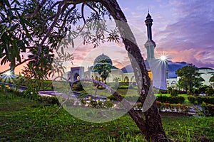 landscape of the grand mosque on the island of natuna