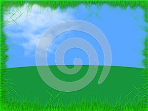 Landscape with grass blue sky