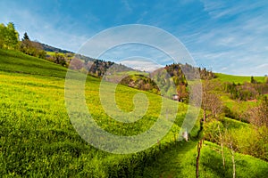 Landscape of green hills Seriana valley mountains