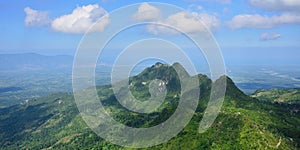 Landscape on the green mountain range over Haiti
