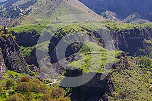 Landscape with Green plateau in Garni, Armenia