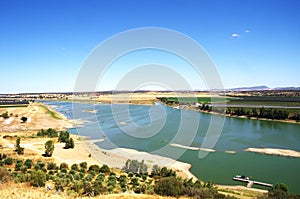 landscape of Guadiana river near juromenha village