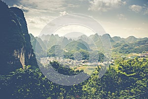 Landscape of Guilin, Karst mountains. Located near Yangshuo, Gui