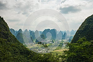 Landscape of Guilin, Karst mountains. Located near Yangshuo, Gui