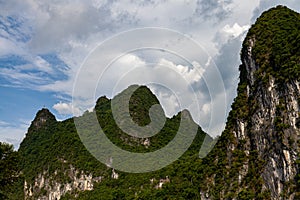 Landscape of Guilin, Li River and Karst mountains. Located near Yangshuo, Guilin, Guangxi, China