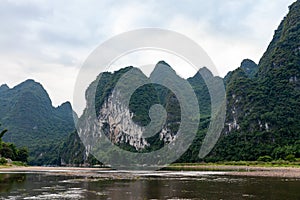 Landscape of Guilin, Li River and Karst mountains. Located near Yangshuo, Guilin, Guangxi, China