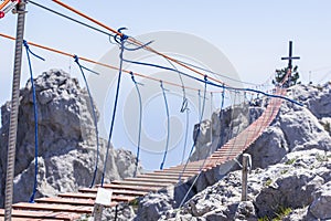 Landscape hanging rope bridges in Mount Ai-Petri