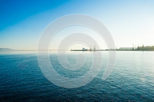 A landscape of the harbor in the city of Burgas in Bularia