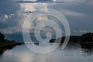 Landscape of harbor on Tilghman Island, Maryland on a stormy afternoon in the summer. photo