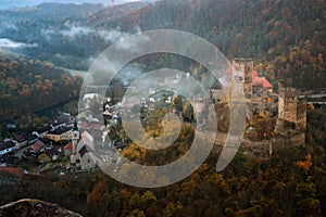 Landscape with Hardegg Castle in Lower Austria