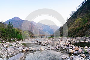 Landscape of Haridwar rishikesh with mountains and small river
