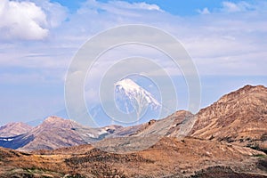 The landscape of high altitude Alborz mountains and Damavand Peak