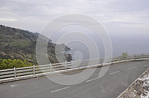 Landscape from highroad on Mount Igueldo of Bay of Donostia- San Sebastian in Spain