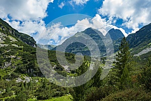 Landscape from hiking trail for Malyovitsa peak, Rila Mountain, Bulgaria