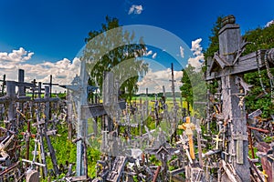 Landscape of Hill of crosses, Kryziu kalnas, Lithuania