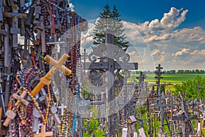 Landscape of Hill of crosses, Kryziu kalnas, Lithuania