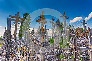 Landscape of Hill of crosses, Kryziu kalnas, Lithuania