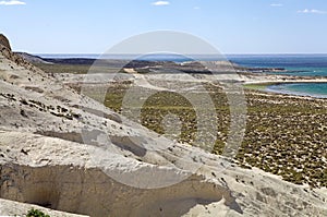 Landscape from the hill near Puerto Madryn, a city in Chubut Province, Patagonia, Argentina