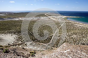 Landscape from the hill near Puerto Madryn, a city in Chubut Province, Patagonia, Argentina photo