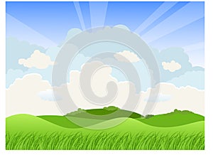 Landscape with hills and clouds photo