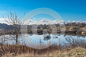 Landscape with hills and lake