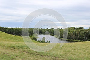 Landscape: hills and lake