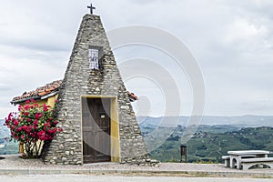 Landscape of the hills of the Piedmont with the Church of Saint Francesco in La Morra