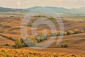 Landscape of hills tuscany in autumn in Italy