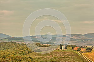 Landscape of hills tuscany in autumn in Italy