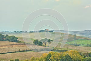 Landscape of hills tuscany in autumn in Italy