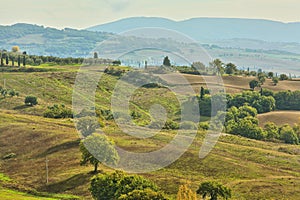 Landscape of hills tuscany in autumn in Italy