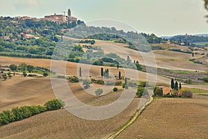 Landscape of hills tuscany in autumn in Italy