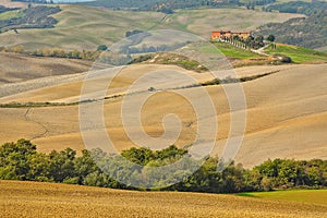 Landscape of hills tuscany in autumn in Italy