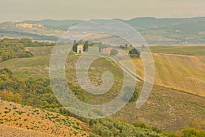 Landscape of hills tuscany in autumn in Italy